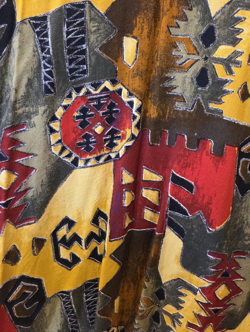 Vintage Cabrais Plus Collection 100% Rayon Abstract Geometric Button Up 22W - Picture 7 of 11